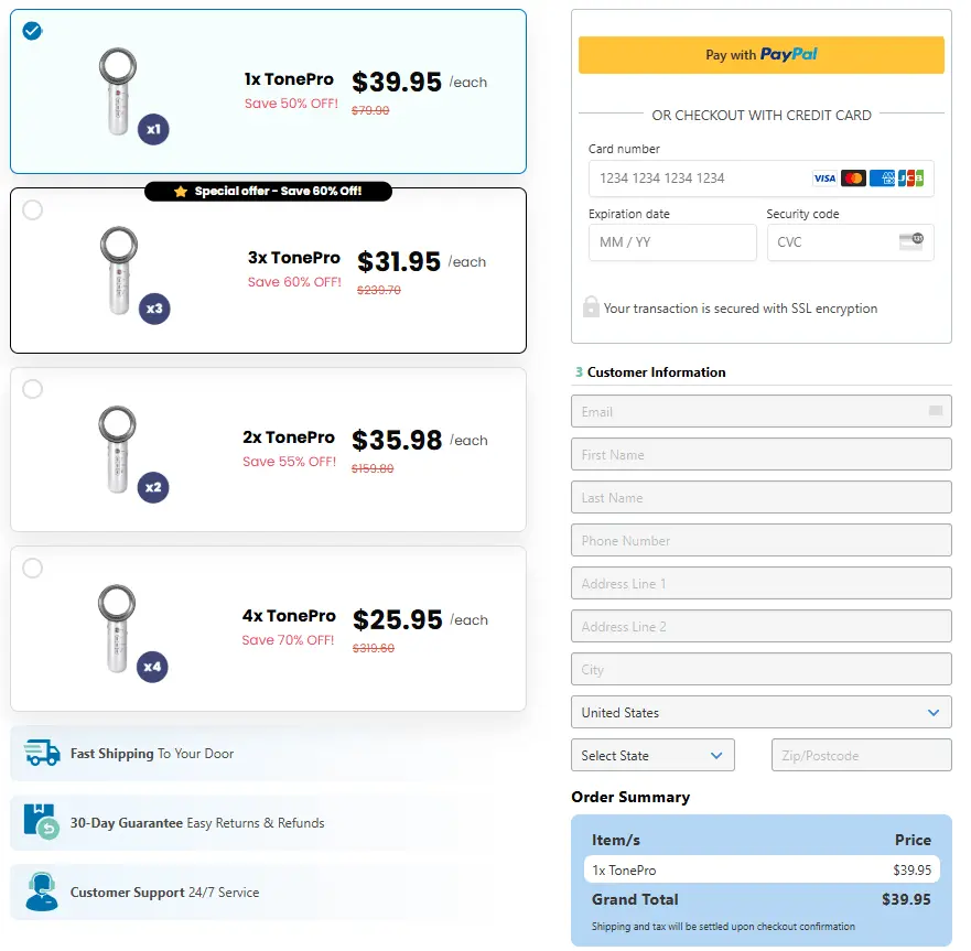 TonePro™ Checkout Page